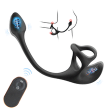 Load image into Gallery viewer, Spherical Vibrating Anal Plug with Penis Rings