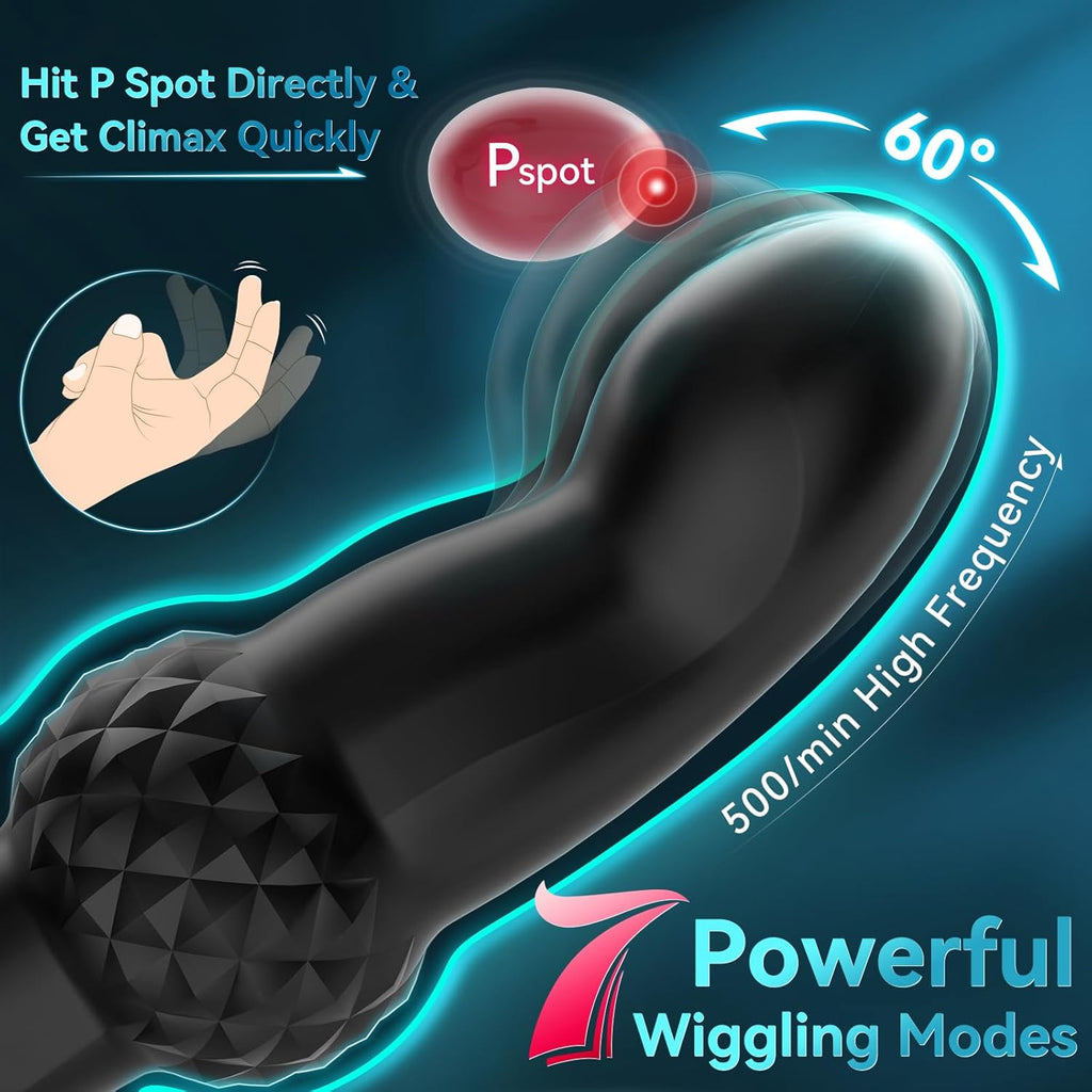 Prostate Massager Male Sex Toys, Expanding Anal Plug Steel Beads & 60° Finger-Thrust Motion, Vibrating Butt Plug with 7 Tapping & Vibrating Modes Anal Toys, Cock Ring Adult Sex Toy for Women Couples