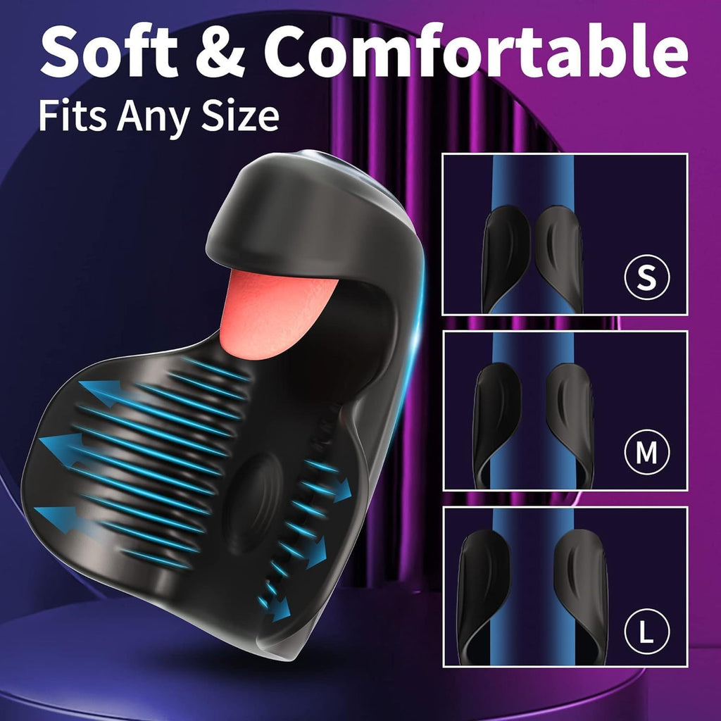 Automatic Male Masturbator - 10 Vibrating Tongue Patterns Dual Action Penis Training Vibrator, Vibrating Stimulator, Glans Penis Trainer, Male Adult Sex Toys, Penis Trainer, Black