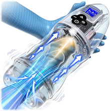 Load image into Gallery viewer, Automatic Male Masturbator Male Sex Toy, Penis Stroker with 10 Vibrating &amp; 7 Sucking &amp; Sexy Moaning &amp; Full Transparent Design, Pocket Pussy Stroker with 3D Textured Adult Sex Toys for Men Masturbation